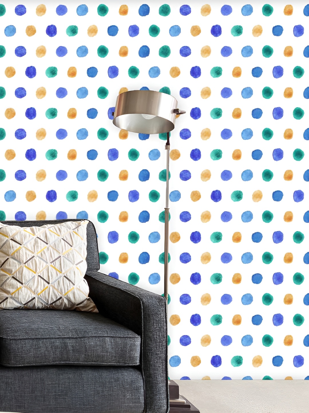 

ArtzFolio White & Blue Geometric Printed Water Resistant Peel & Stick Wallpaper