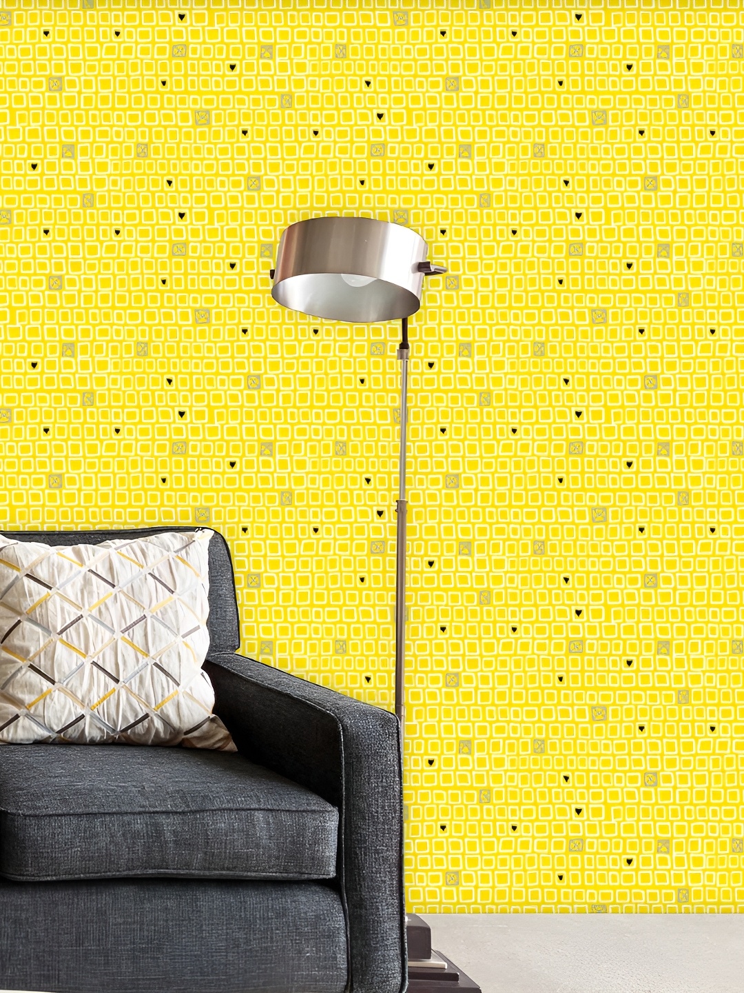 

ArtzFolio Yellow & Black Geometric Printed Easy-to-Peel & Stick Wallpaper