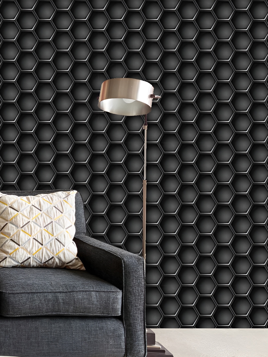 

ArtzFolio Geometric Printed Non-PVC Self-Adhesive Peel & Stick Wallpaper, Black