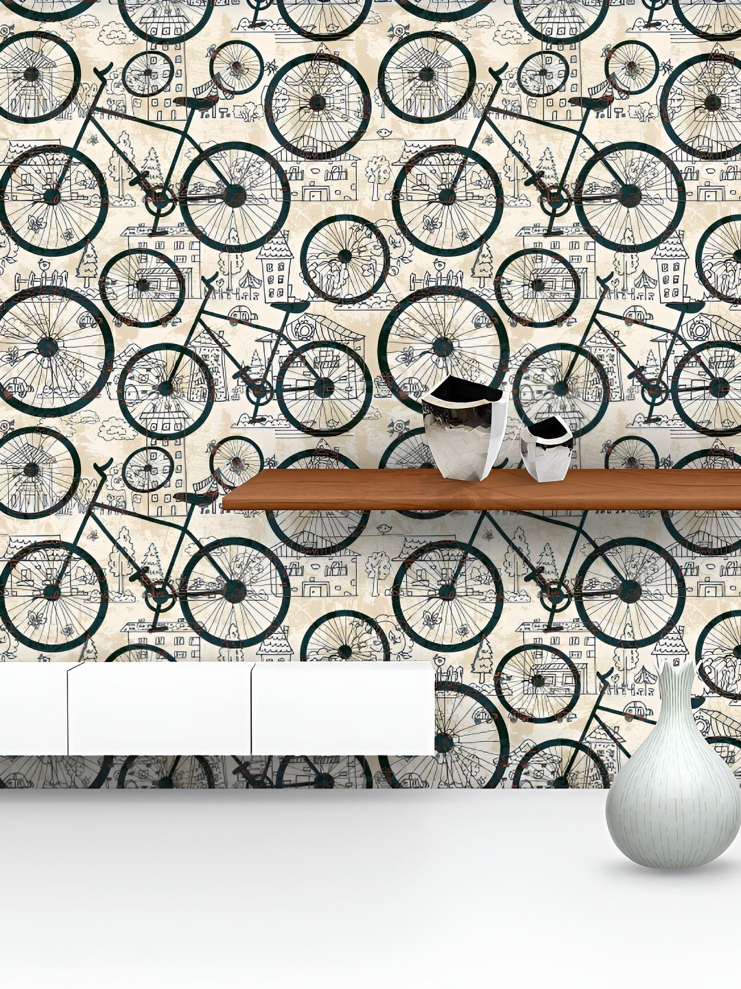 

ArtzFolio Beige & Black Printed Self Adhesive Wallpaper