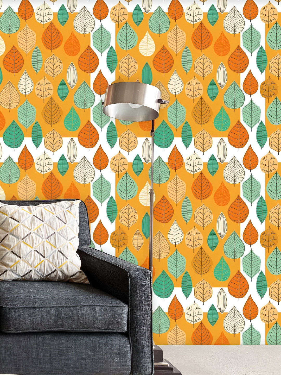 

ArtzFolio Orange & Green Floral Printed Peel & Stick Self-Adhesive Wallpaper