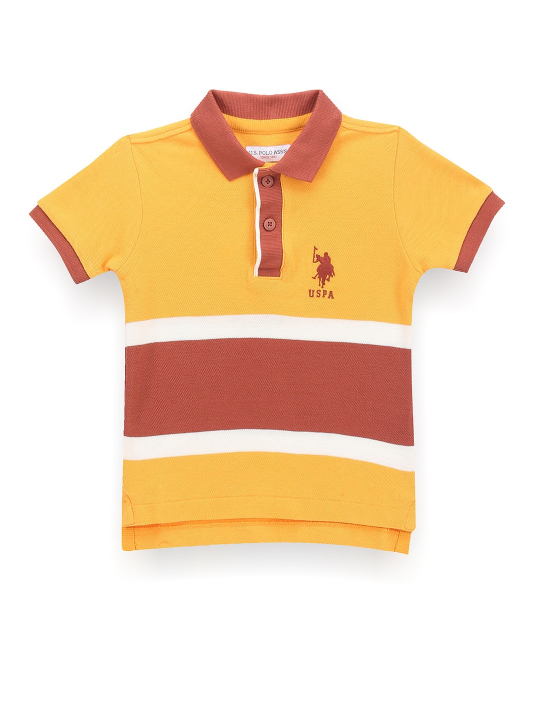 

U.S. Polo Assn. Kids Boys Striped Polo Collar Applique T-shirt, Orange