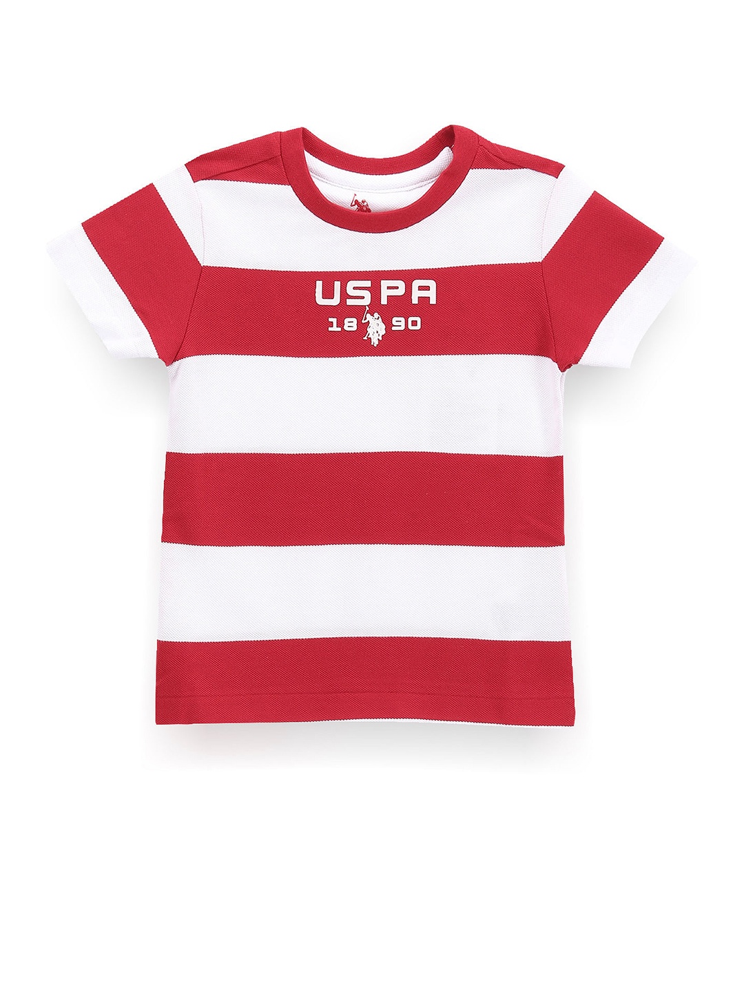 

U.S. Polo Assn. Kids Boys Striped Applique T-shirt, Red