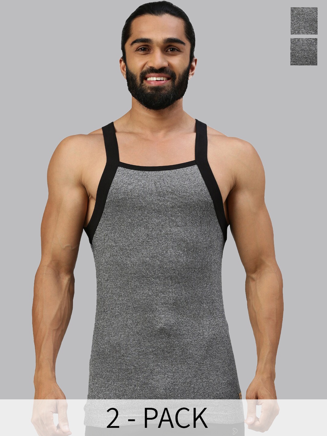 

Zoiro Pack Of 2 Pure Cotton Gym Innerwear Vests, Black