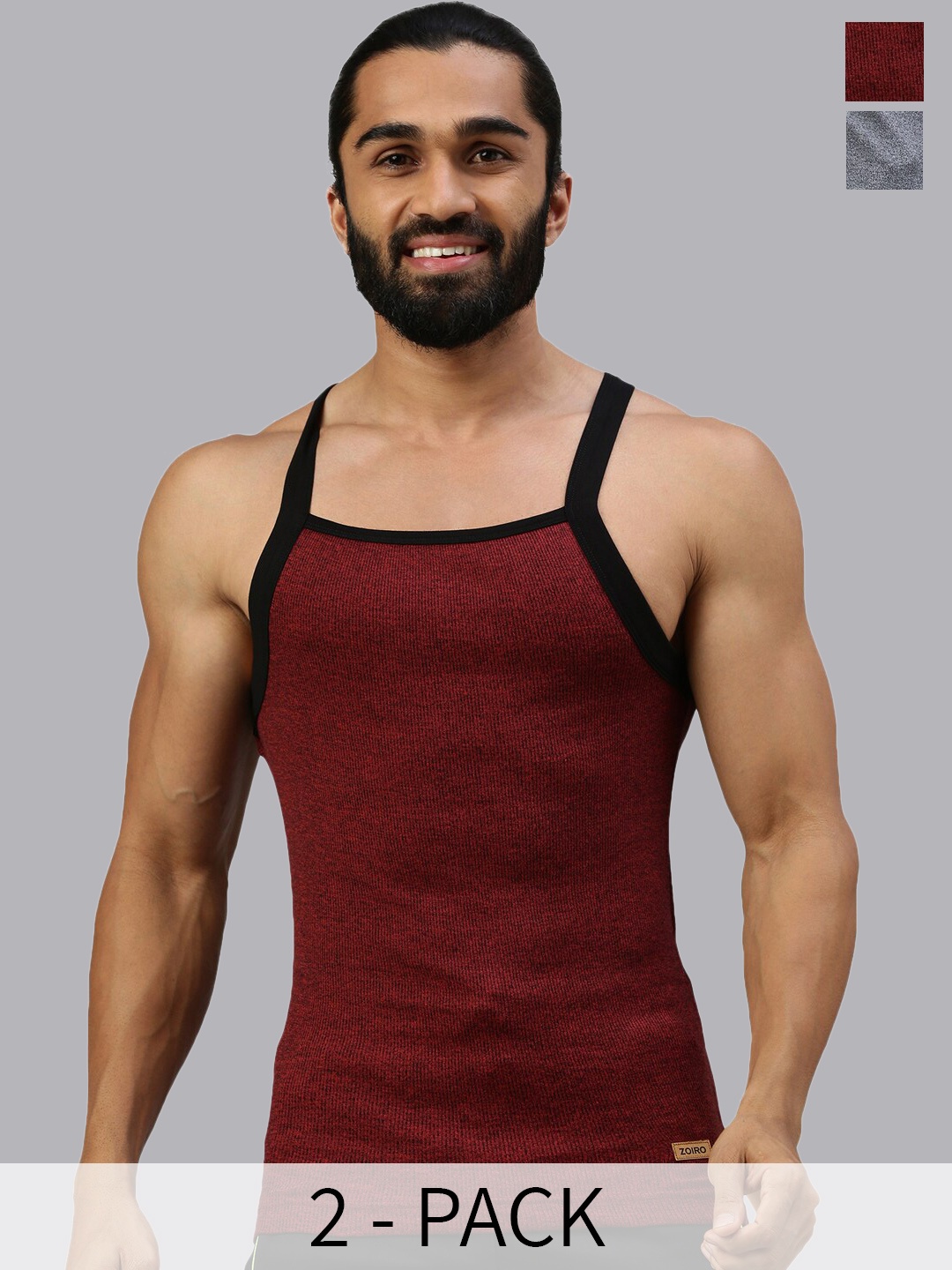 

Zoiro Pack Of 2 Pure Cotton Gym Innerwear Vests, Blue