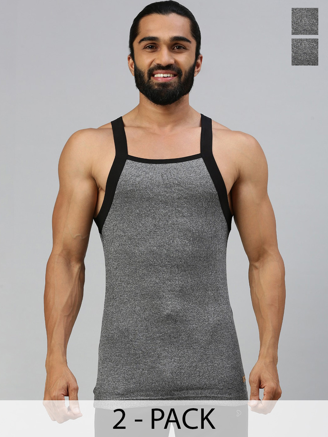 

Zoiro Pack Of 2 Pure Cotton Gym Innerwear Vests, Black