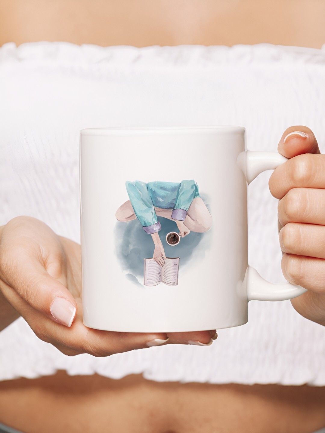 

The Decor Lane White Printed Ceramic Glossy Mug 325 ml