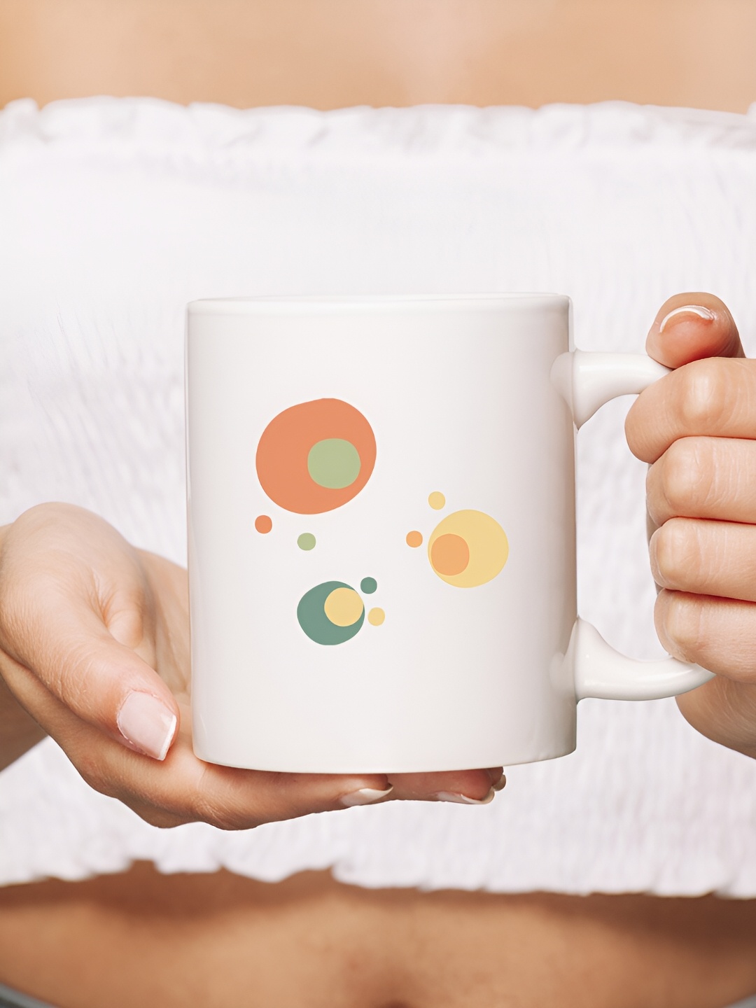 

The Decor Lane White & Green Printed Ceramic Glossy Mug 325 ml