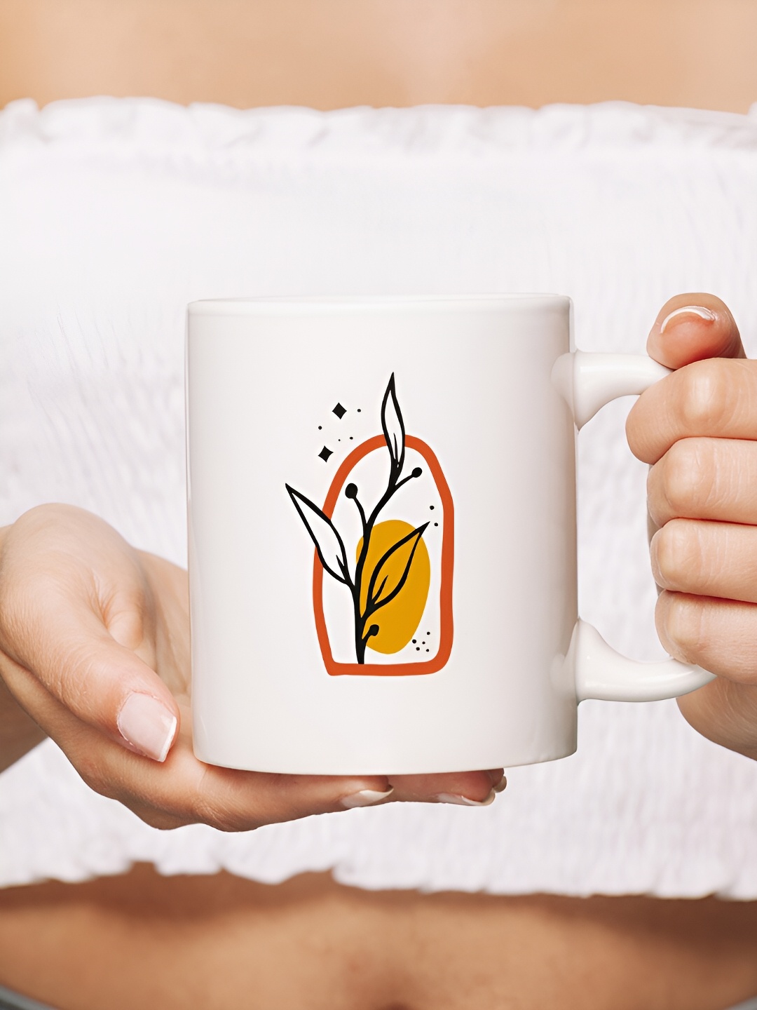 

The Decor Lane White Printed Ceramic Glossy Mugs
