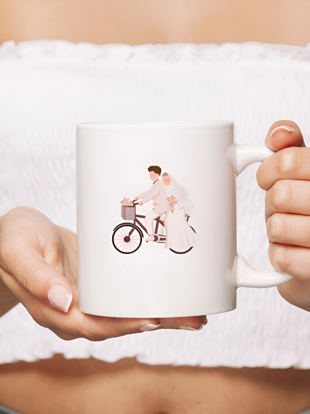 

The Decor Lane White Printed Ceramic Glossy Mug 325 ml