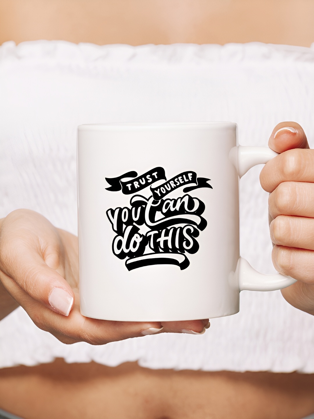 

The Decor Lane White Printed Ceramic Glossy Mug 325 ml