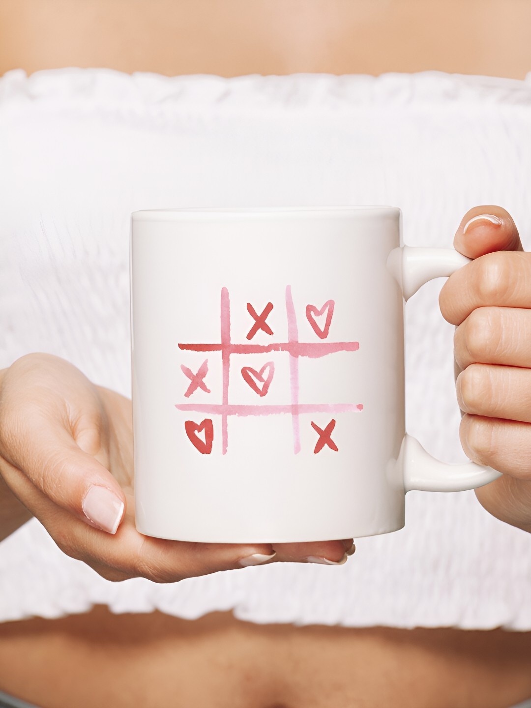 

The Decor Lane White & Pink Printed Ceramic Glossy Mug 325 ml