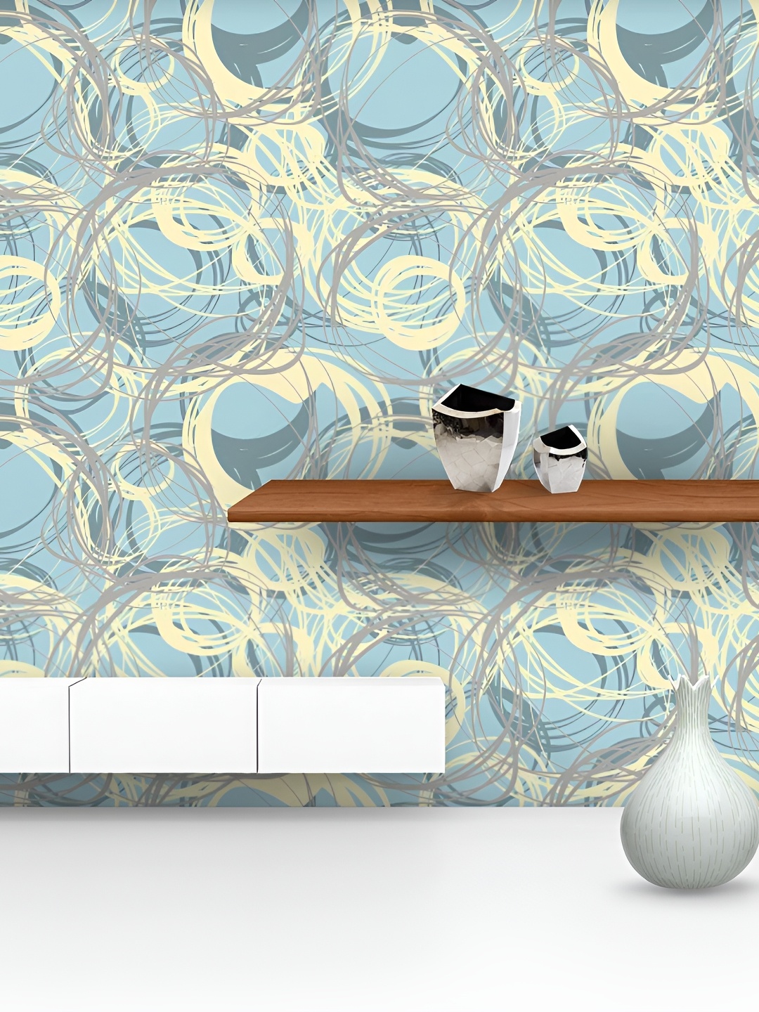 

ArtzFolio Blue & Yellow Abstract Printed Self-Adhesive Peel & Stick Wallpaper