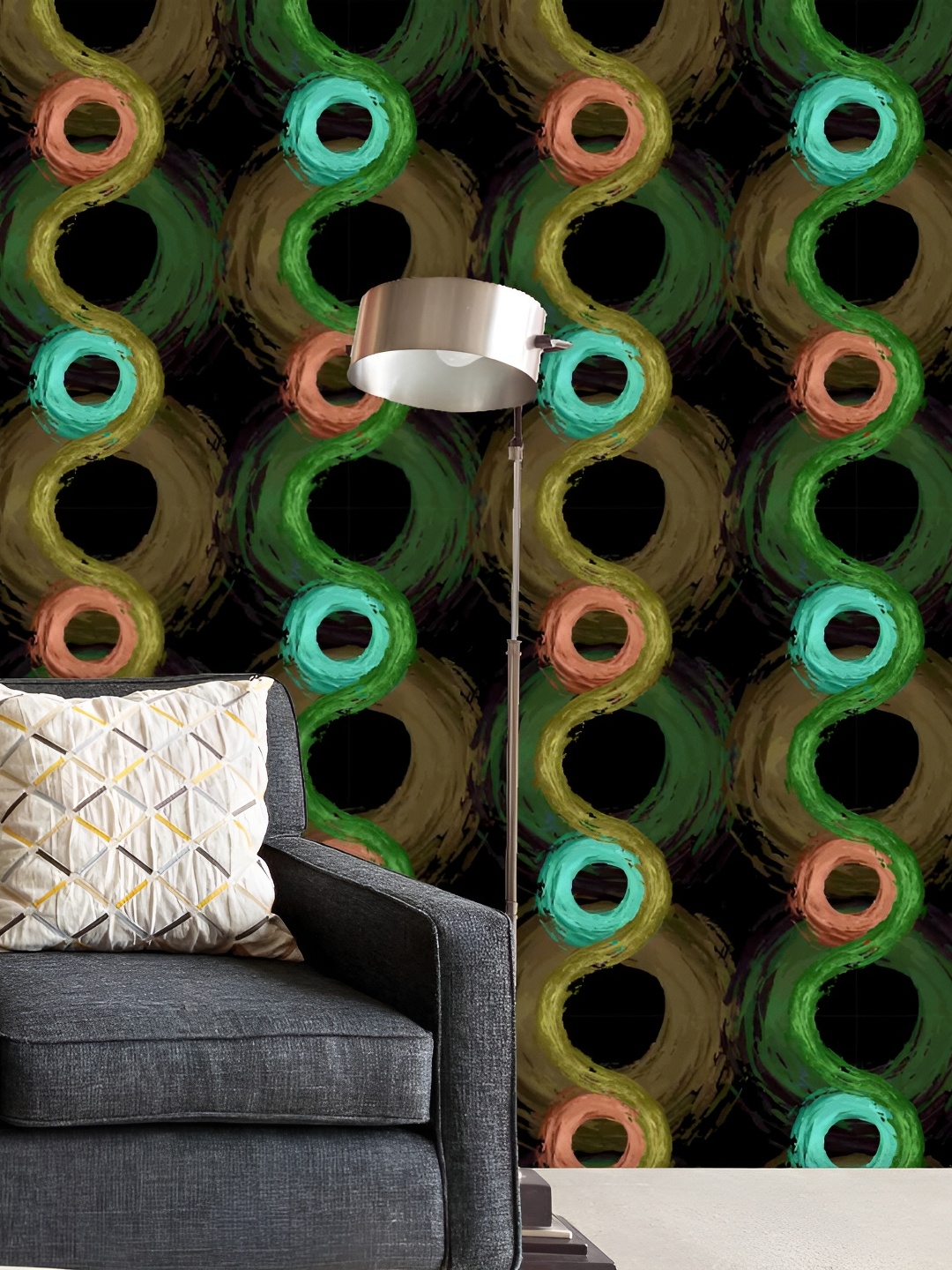 

ArtzFolio Green & Black Self-Adhesive Peel & Stick Wallpaper