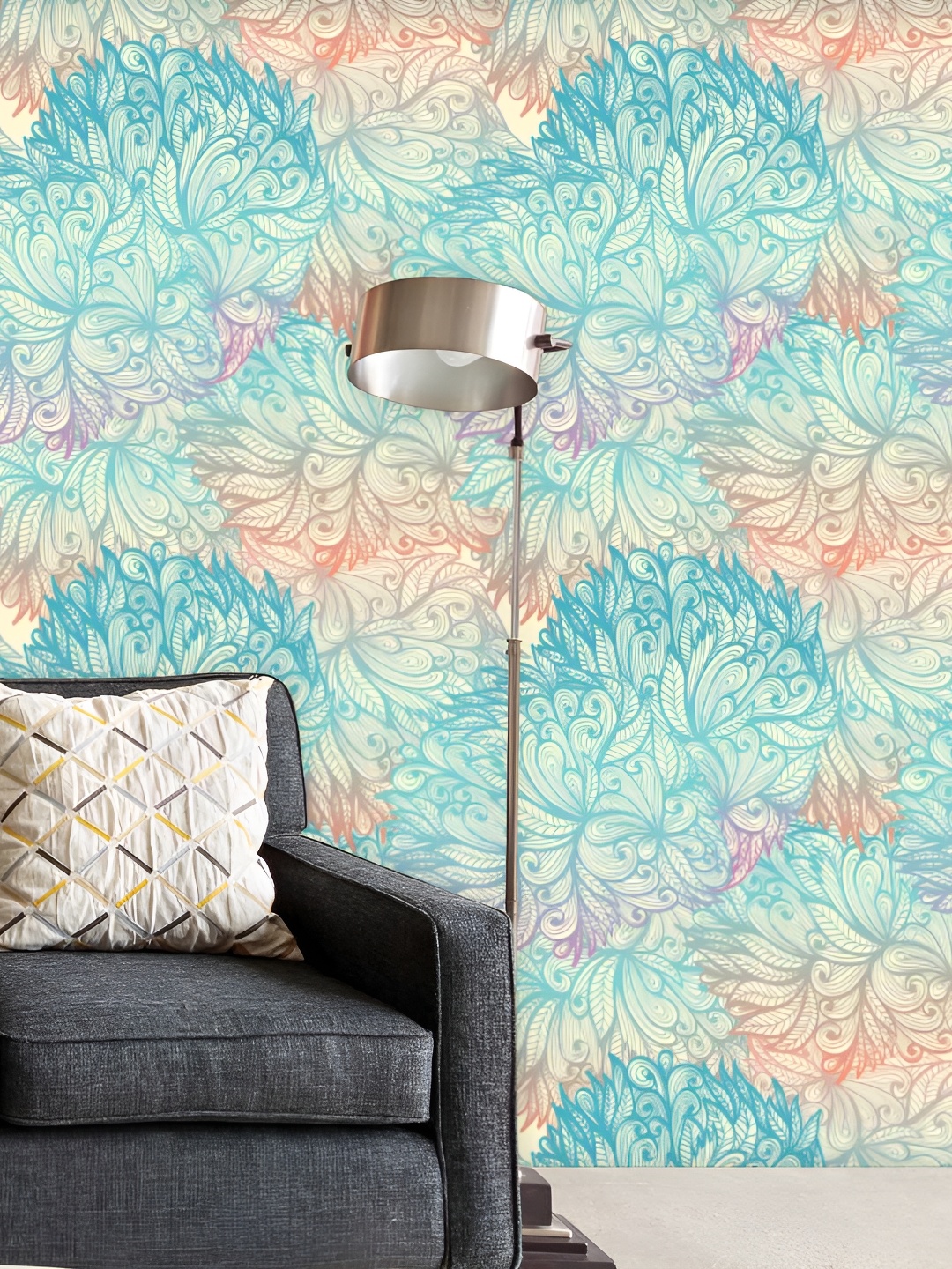 

ArtzFolio Green & Cream Ethnic Motifs Printed Peel & Stick Self-Adhesive Wallpaper