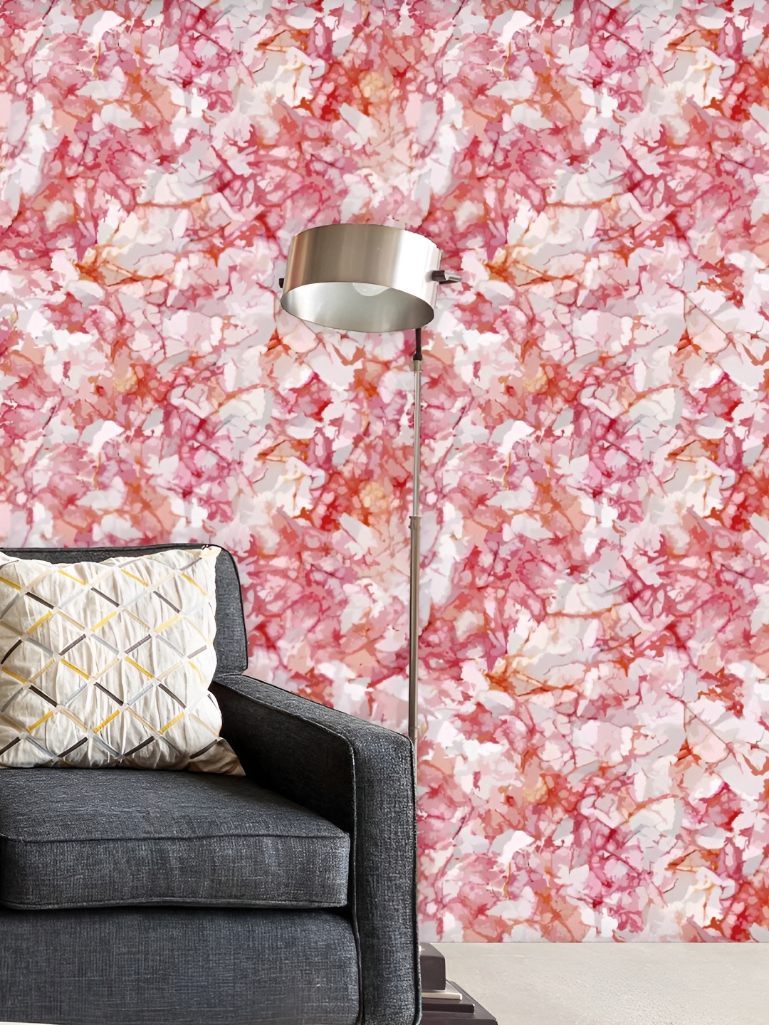 

ArtzFolio Pink & white Self-Adhesive Peel & Stick Wallpaper