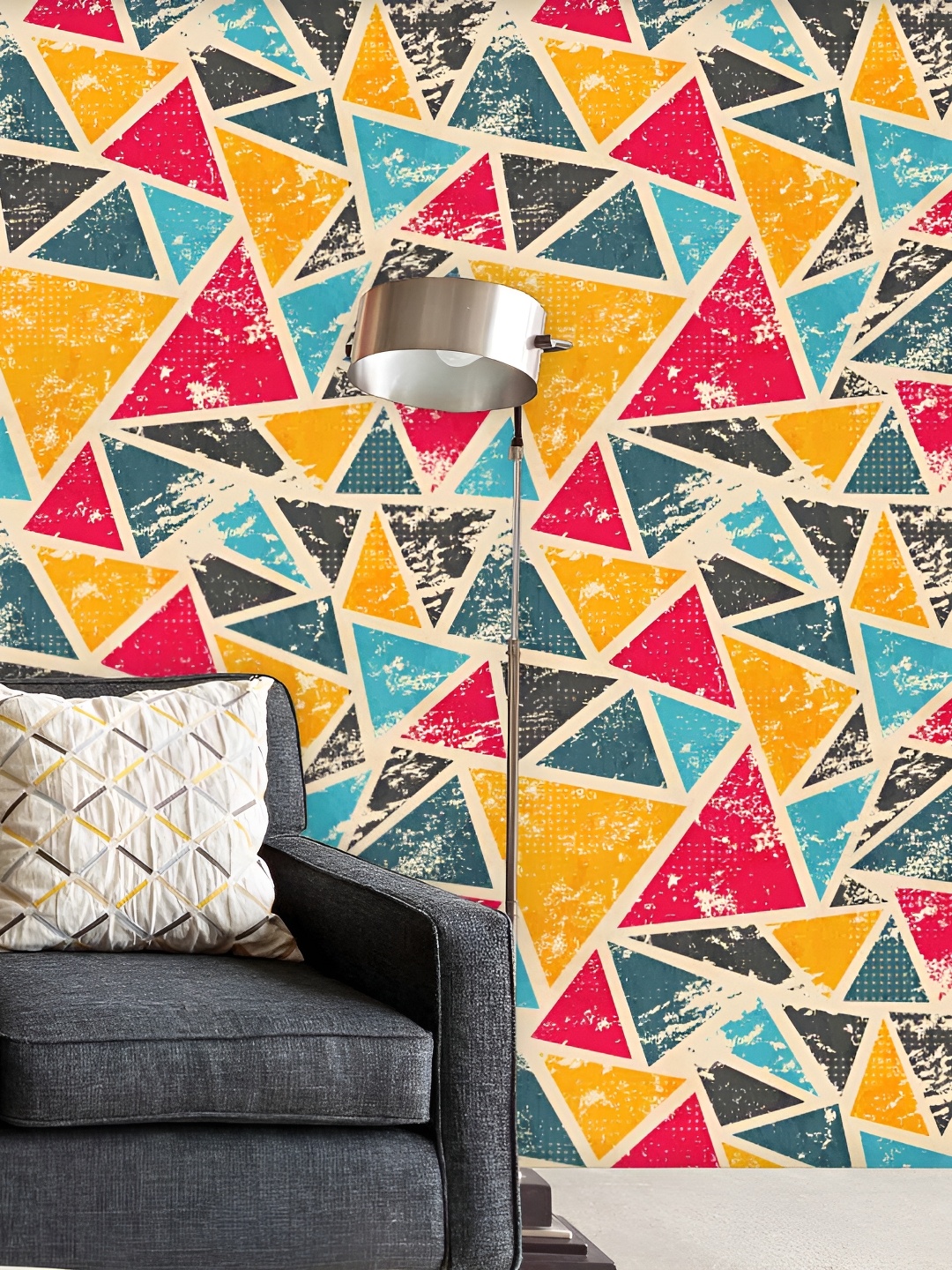 

ArtzFolio Triangles Print Peel & Stick Non-PVC Vinyl Self-Adhesive Wall Sticker, Multi