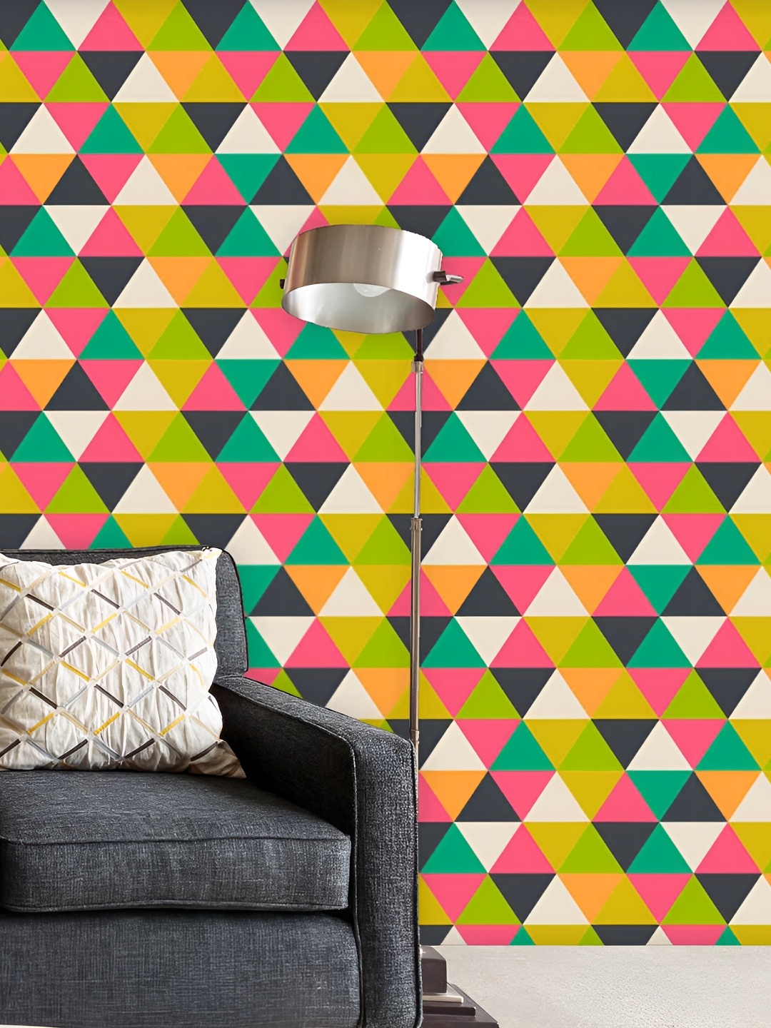 

ArtzFolio Green & Pink Geometric Printed Self-Adhesive Peel & Stick Wallpaper