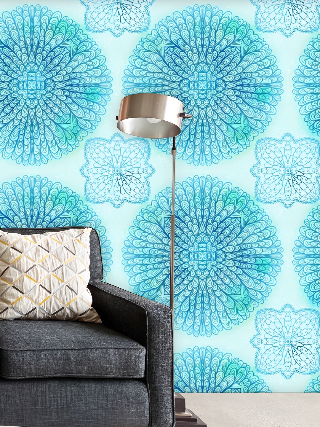 

ArtzFolio Blue Ethnic Printed Easy-to-Peel & Stick Wallpaper