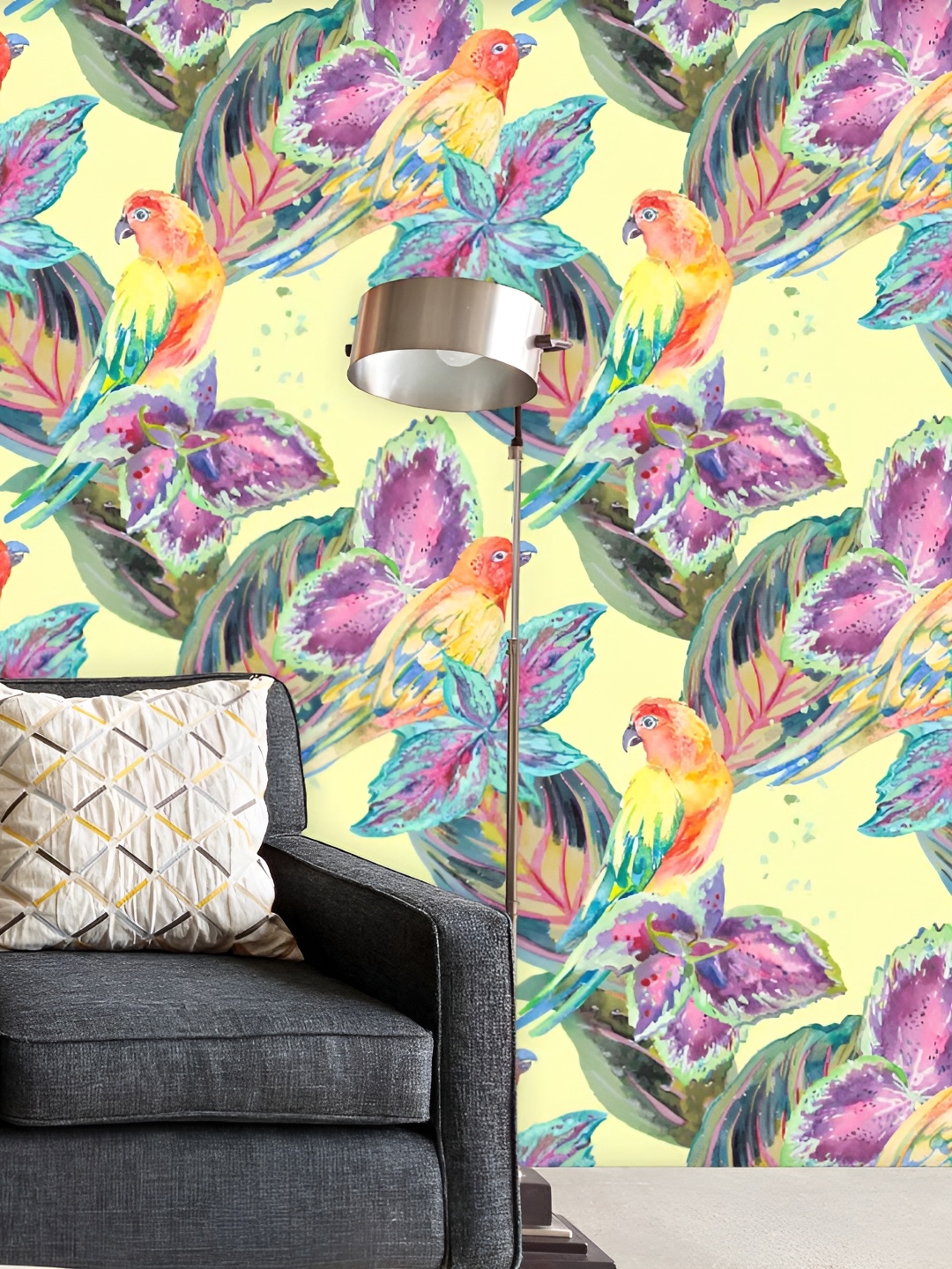 

ArtzFolio Yellow Green Printed Self-Adhesive Water-Resistant Peel & Stick Wallpaper