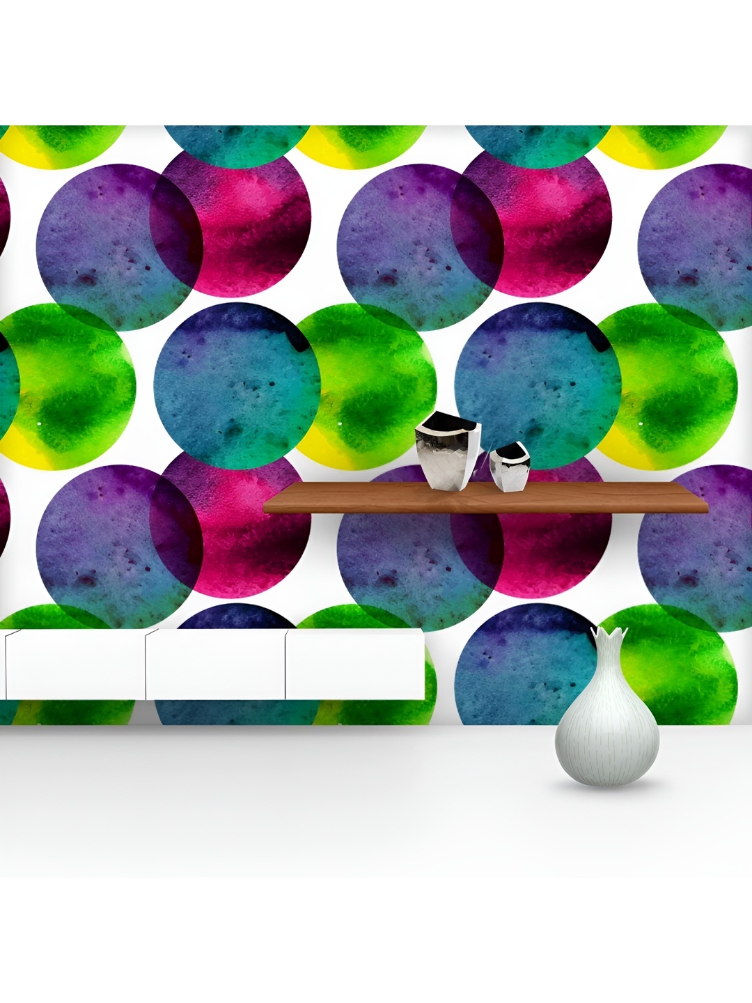 

ArtzFolio White & Green Geometric-Printed Self-Adhesive Peel & Stick Wallpaper
