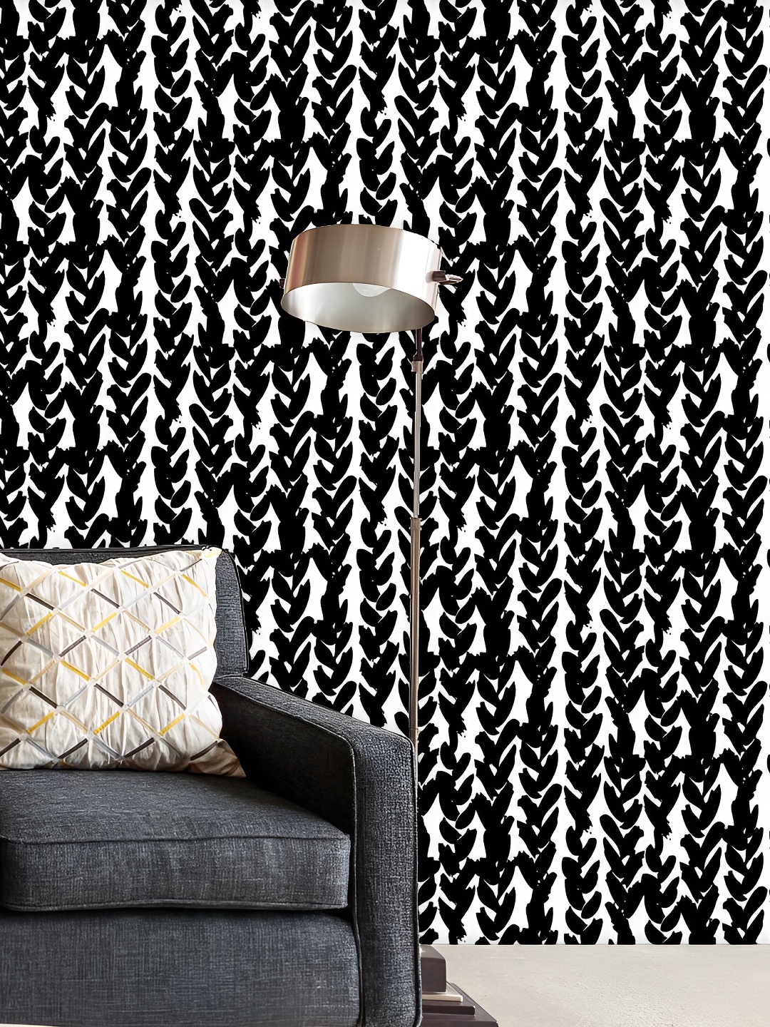 

ArtzFolio White & Black Printed Peel & Stick Non-PVC Vinyl Self-Adhesive Wallpaper