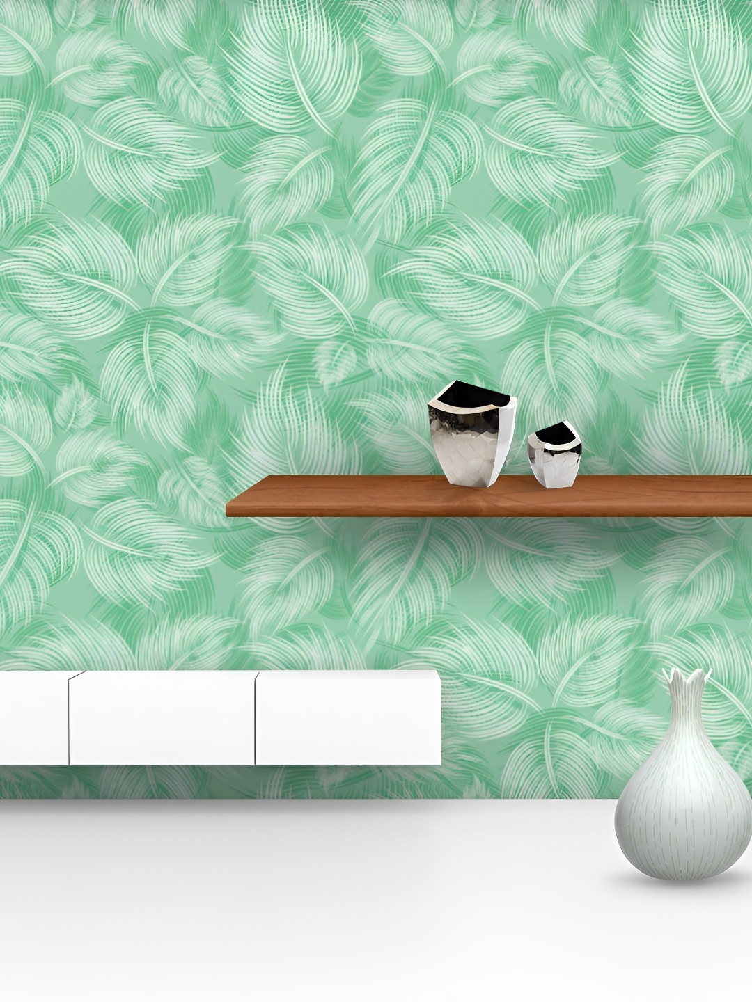 

ArtzFolio Green & White Printed Peel & Stick Self-Adhesive Wallpaper