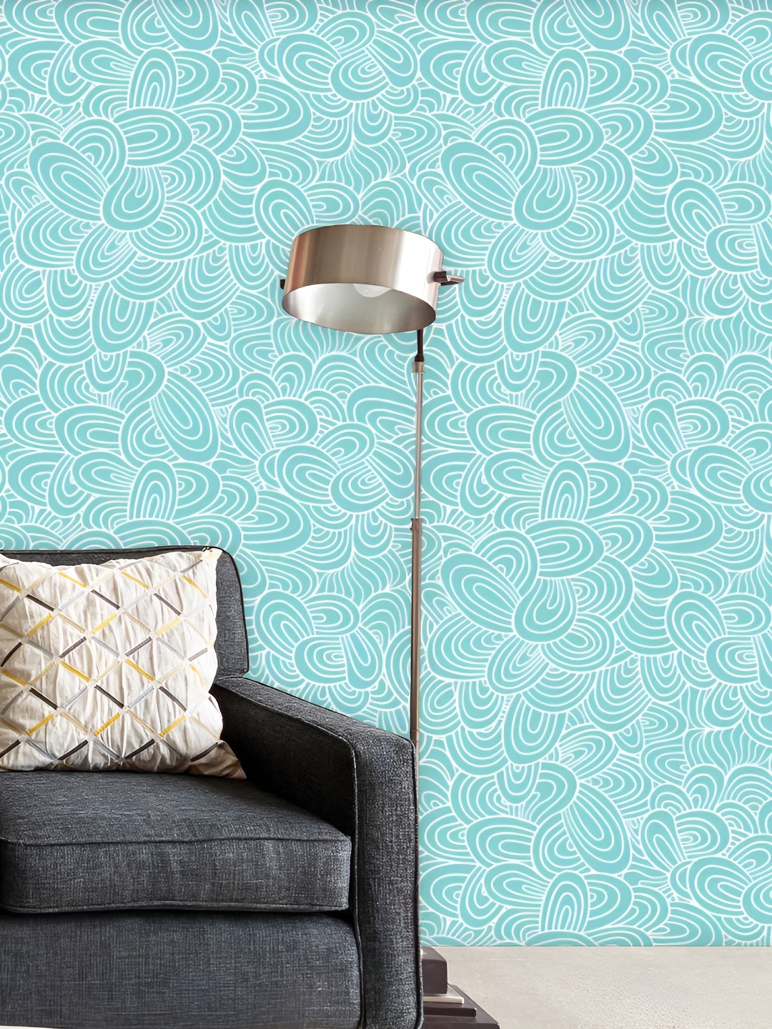 

ArtzFolio Sea Green & White Non-PVC Self-Adhesive Peel & Stick Wallpaper