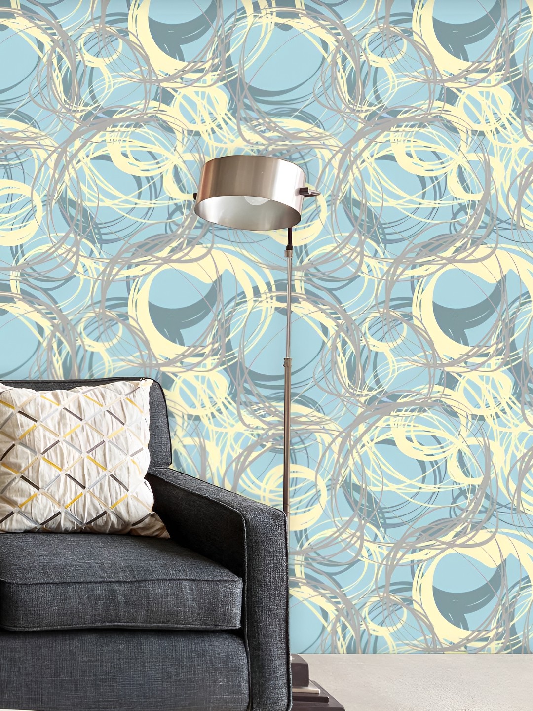 

ArtzFolio Blue & Grey Peel & Stick Self-Adhesive Printed Wallpaper