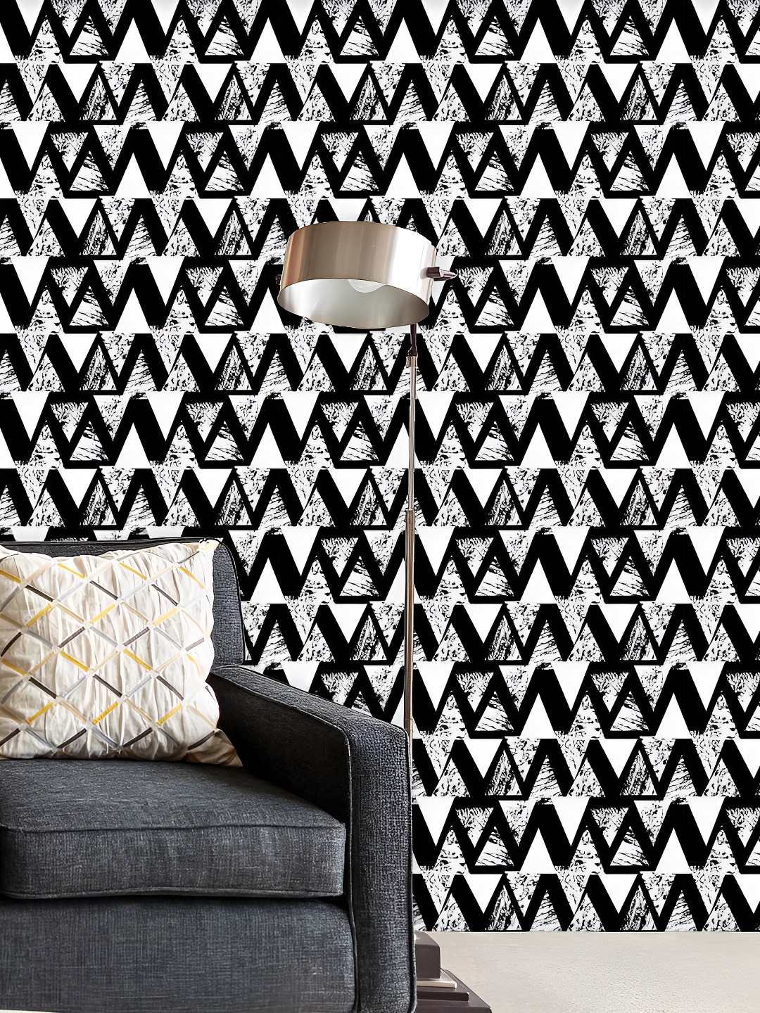 

ArtzFolio White & Black Geometric Printed Peel & Stick Self-Adhesive Wallpaper
