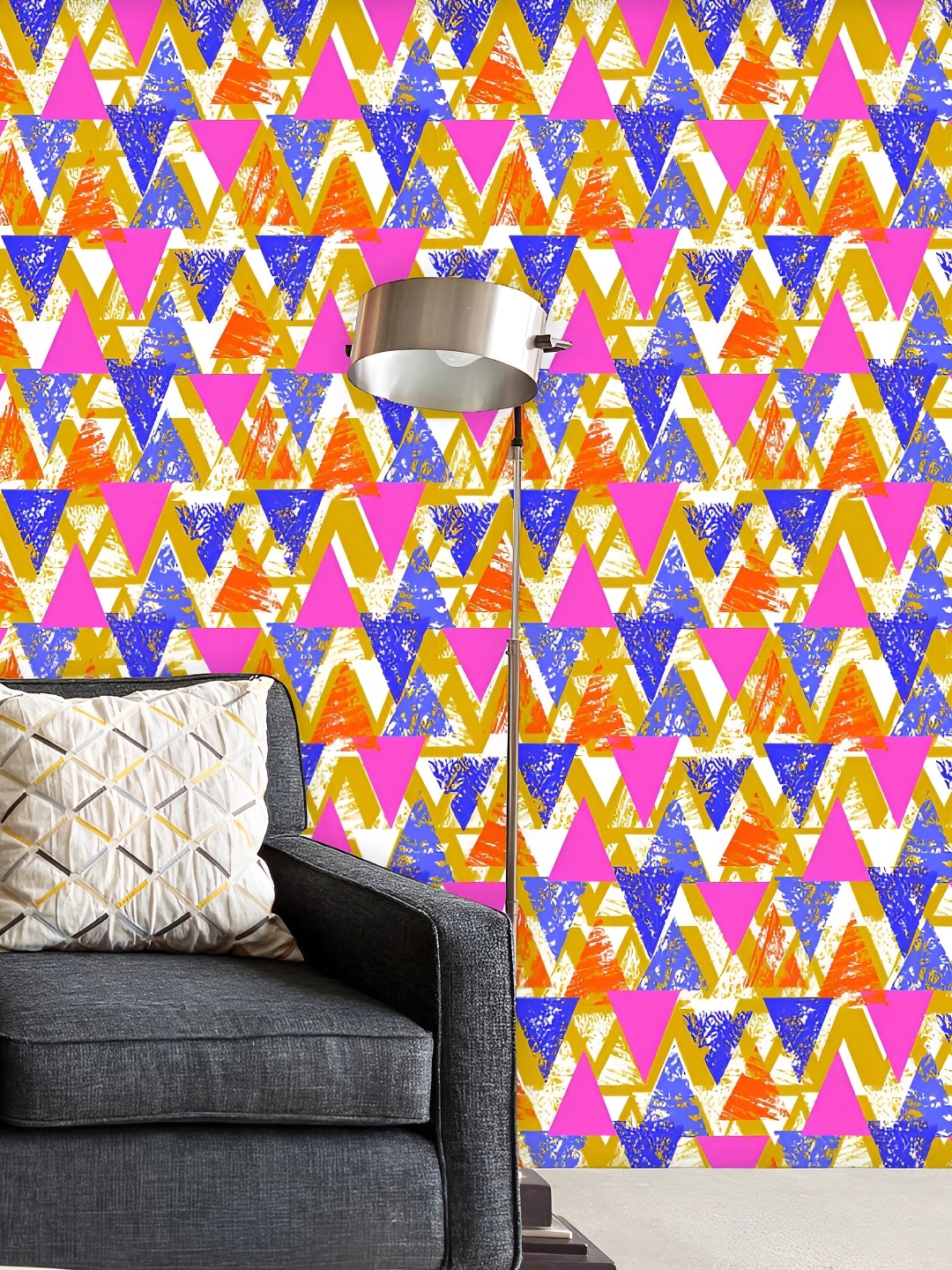 

ArtzFolio Yellow & Blue Geometric Printed Peel & Stick Self-Adhesive Wallpaper