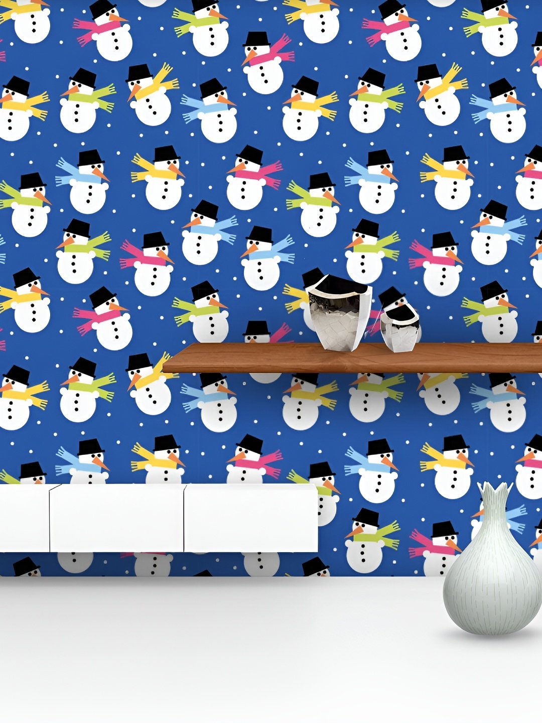 

ArtzFolio White & Blue Printed Self-Adhesive Peel & Stick Wallpaper