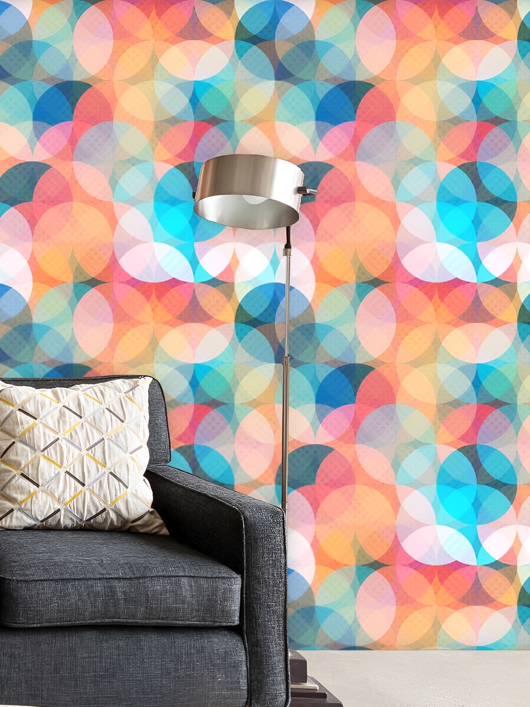 

ArtzFolio Blue & Pink Circle Printed Self-Adhesive Peel & Stick Wall Stickers