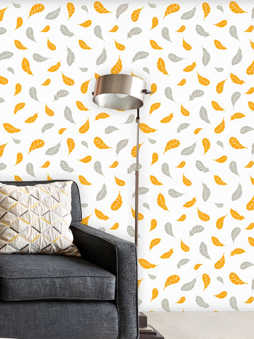

ArtzFolio White & Orange Printed Self-Adhesive Peel & Stick Wallpaper