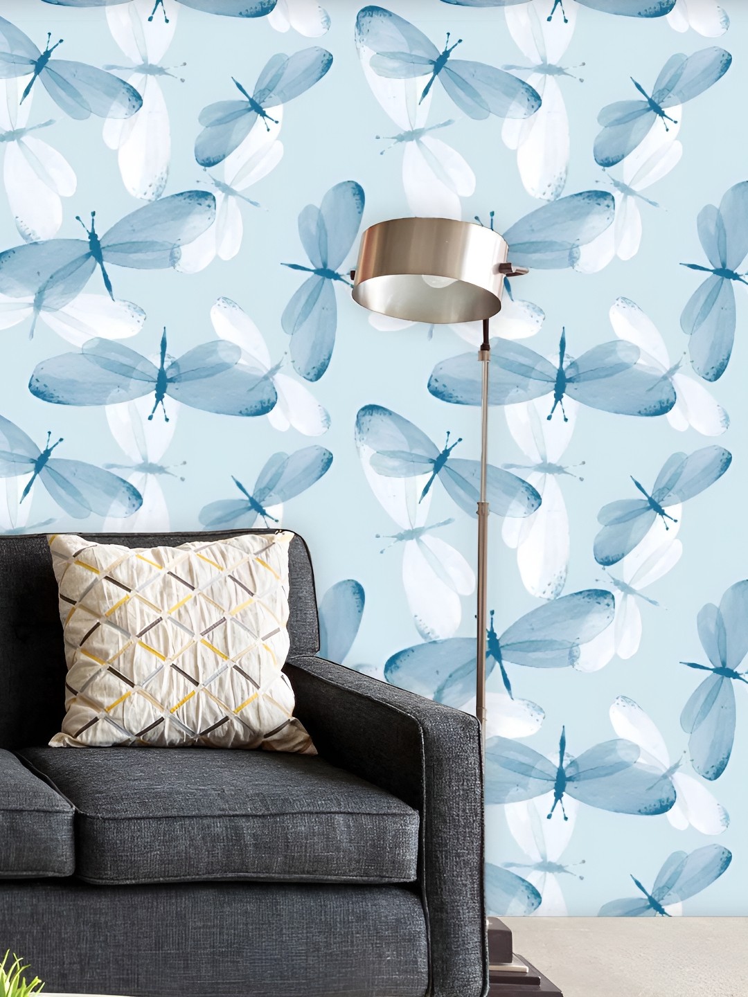 

ArtzFolio White & Blue Printed Self-Adhesive Wallpaper