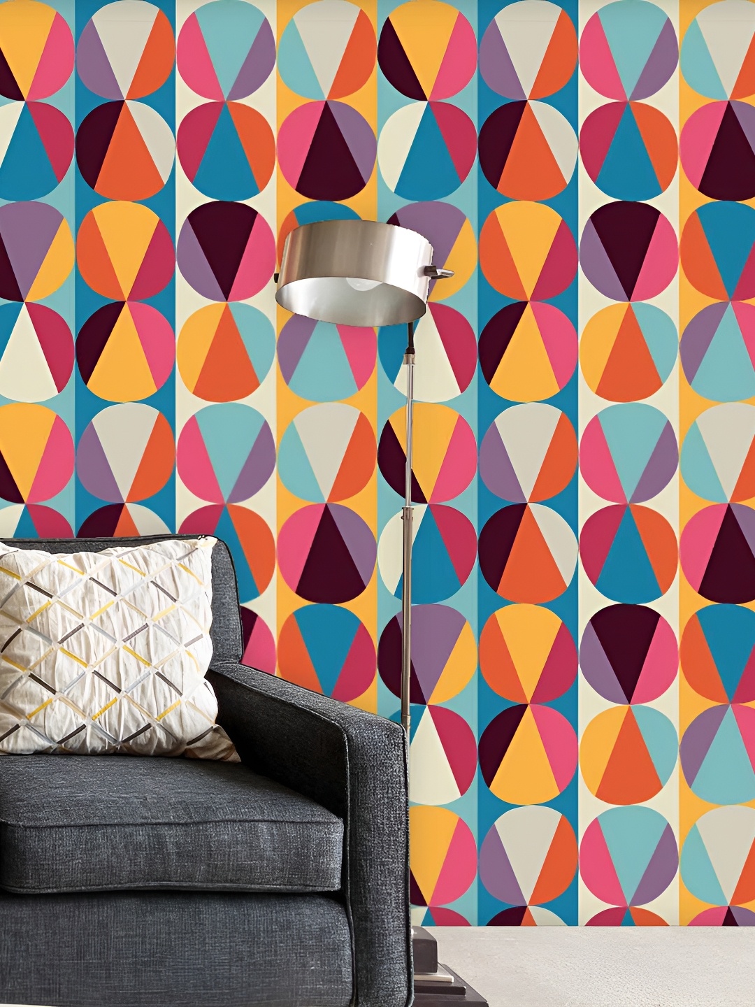 

ArtzFolio Blue & Orange Printed Peel & Stick Non-PVC Vinyl Self-Adhesive Wallpaper