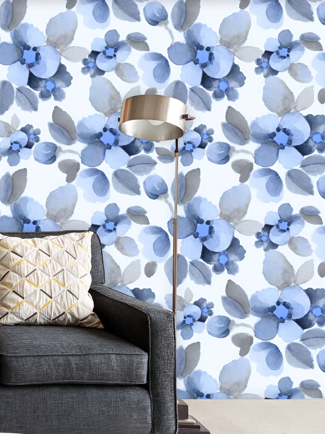 

ArtzFolio White & Blue Printed Self-Adhesive Peel & Stick Wallpaper