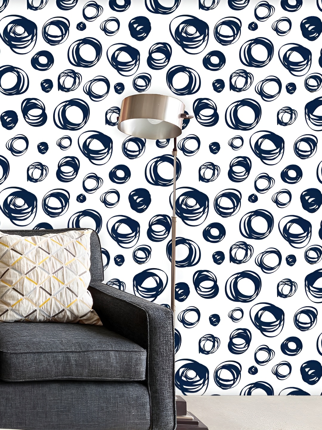 

ArtzFolio White and Blue Printed Peel & Stick Wallpaper