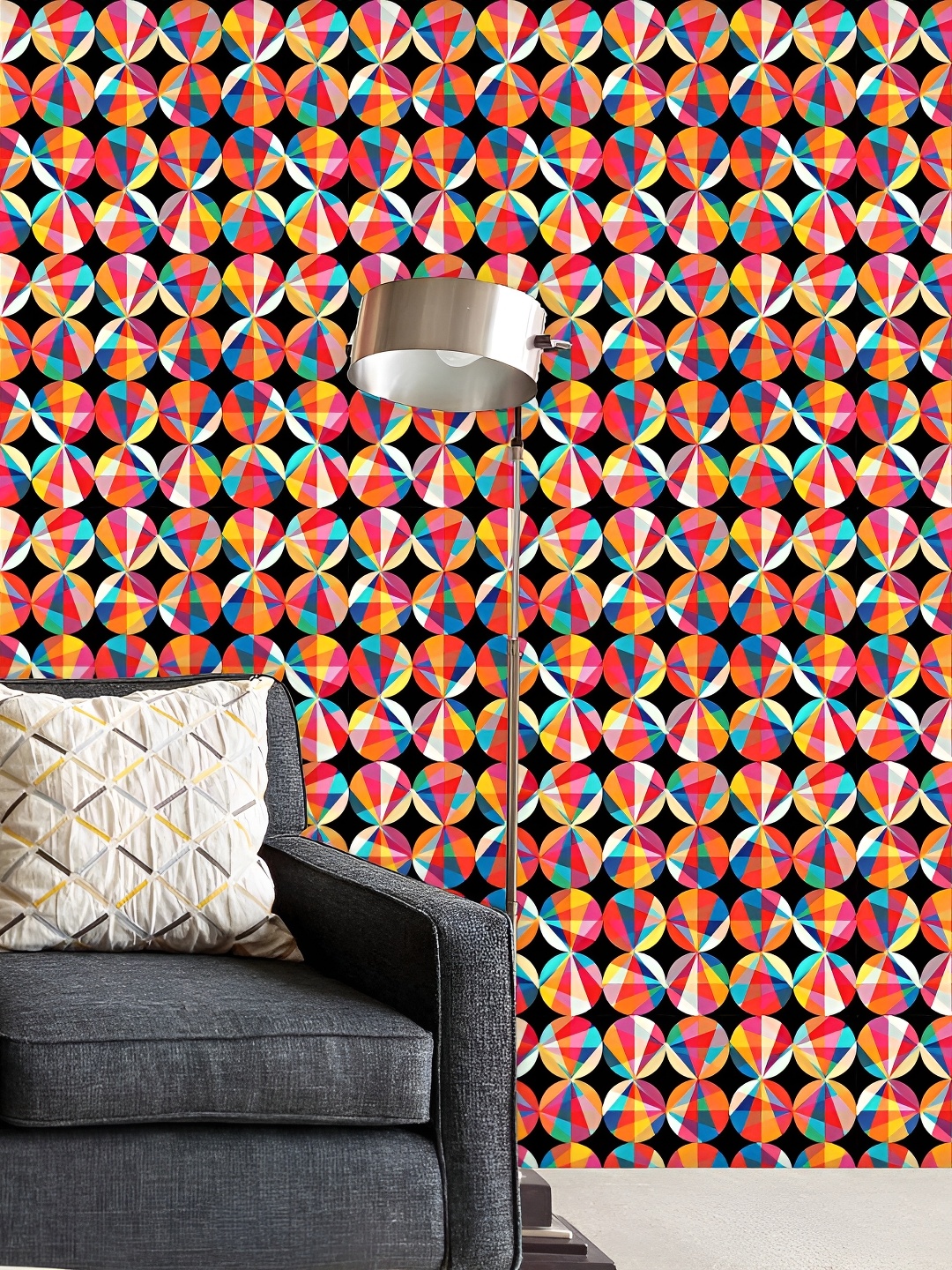 

ArtzFolio Black & Red Geometric Printed Self Adhesive Water Resistant Wallpaper