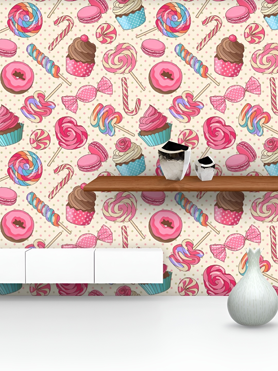 

ArtzFolio Cream Colored & Pink Printed Self Adhesive Decals & Stickers