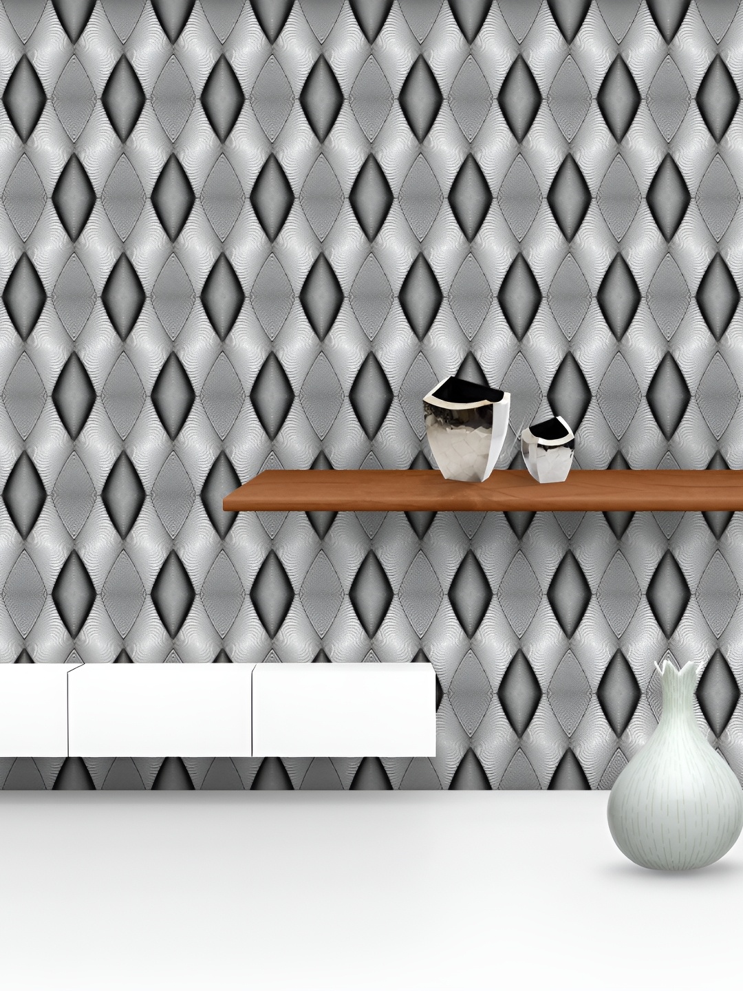 

ArtzFolio White & Grey Geometric Printed Self Adhesive Water Resistant Wallpaper
