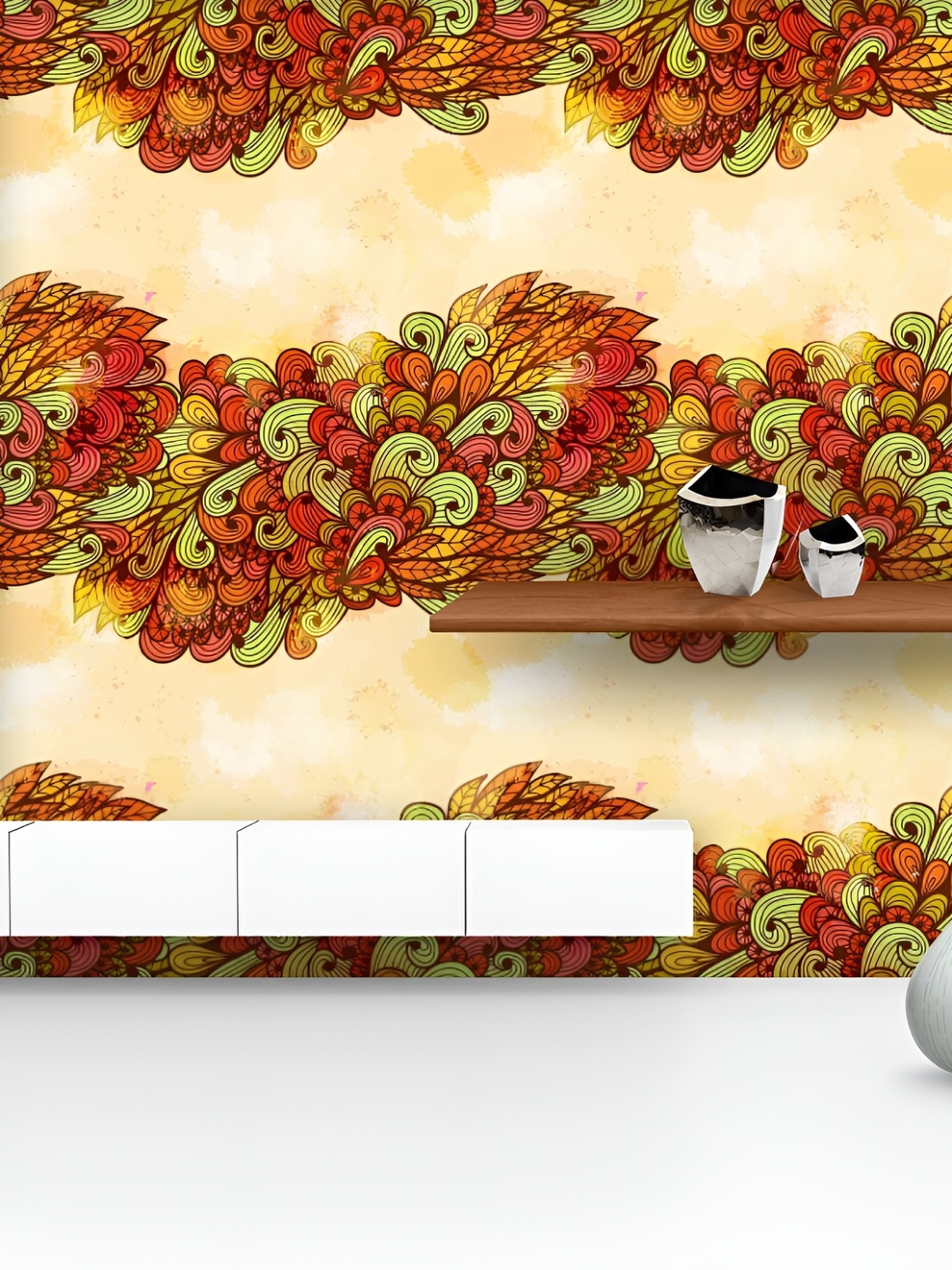 

ArtzFolio Beige & Red Floral Printed Self-Adhesive Peel & Stick Wall Stickers