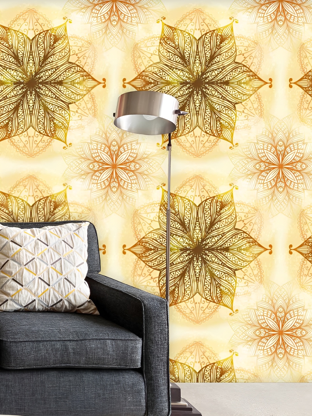 

ArtzFolio Yellow & Brown Floral Printed Self Adhesive Water Resistant Wallpaper