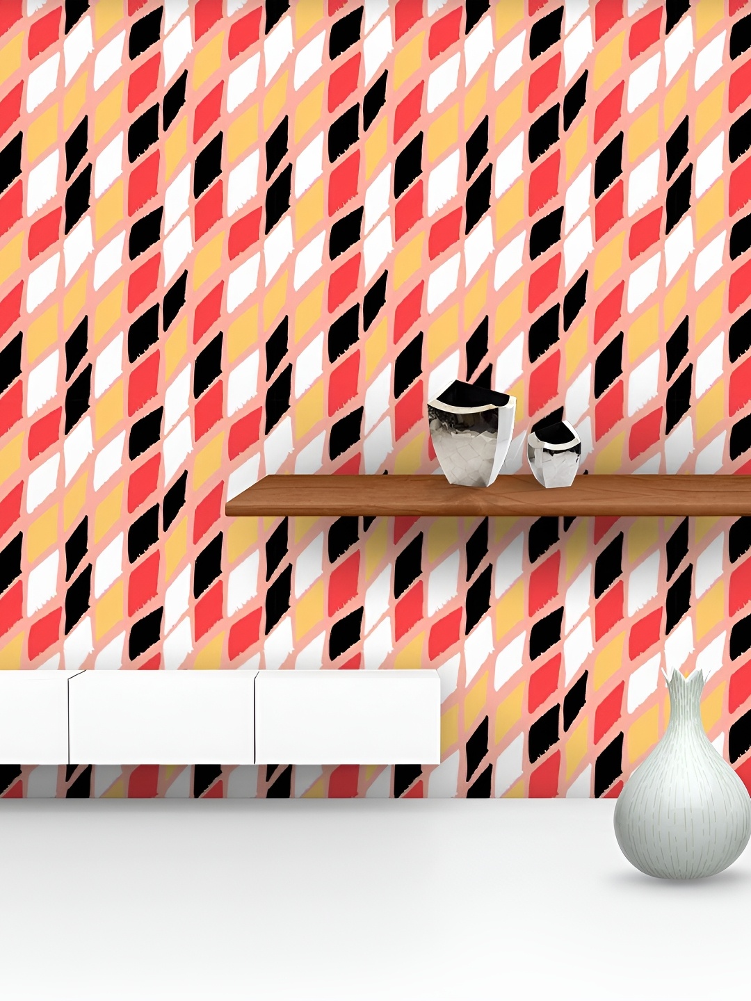 

ArtzFolio Peach & Black Geometric Printed Self Adhesive Water Resistant Wallpaper