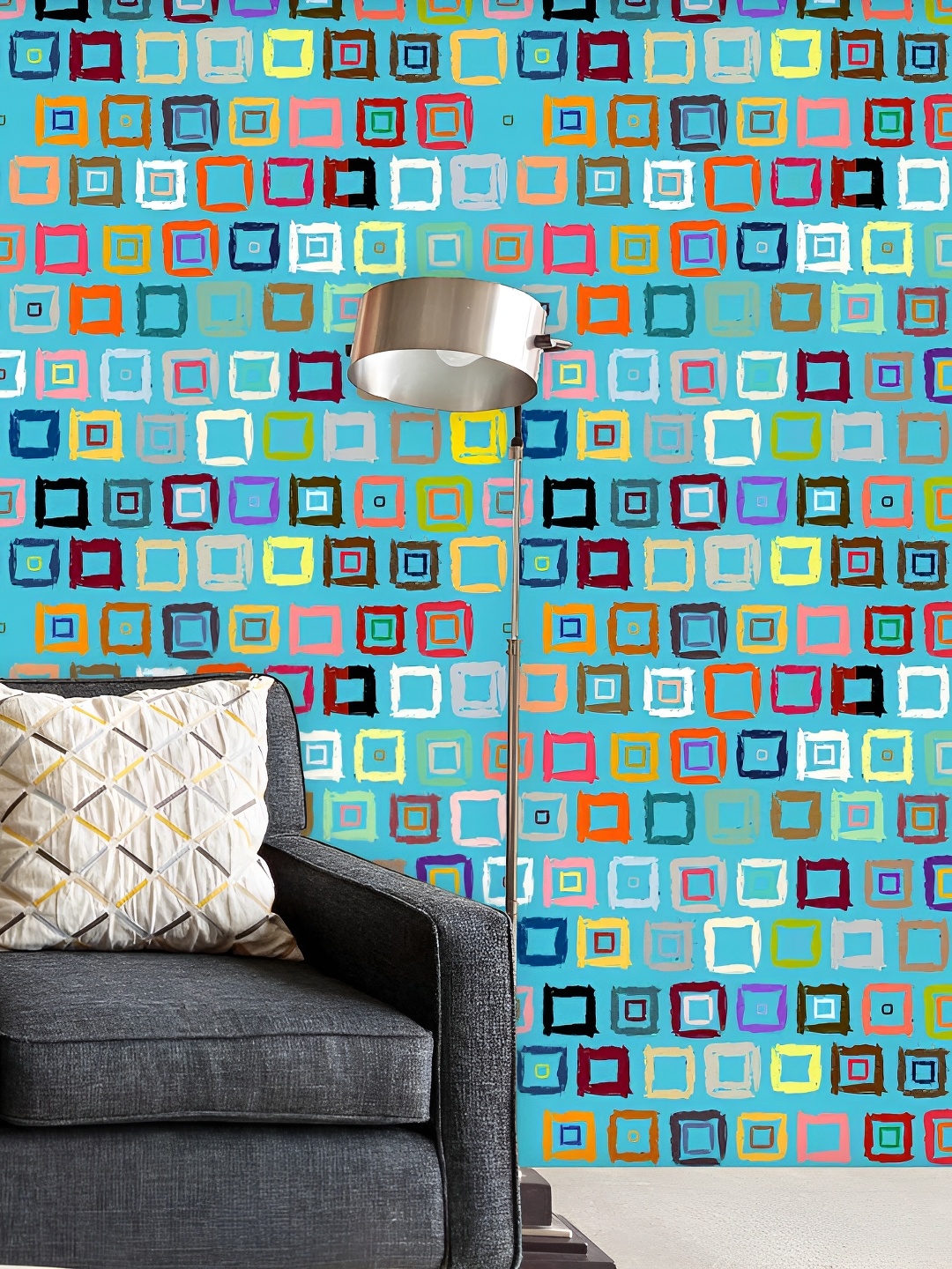 

ArtzFolio Pink & Blue Geometric Print Peel & Stick Self-Adhesive Wall Sticker