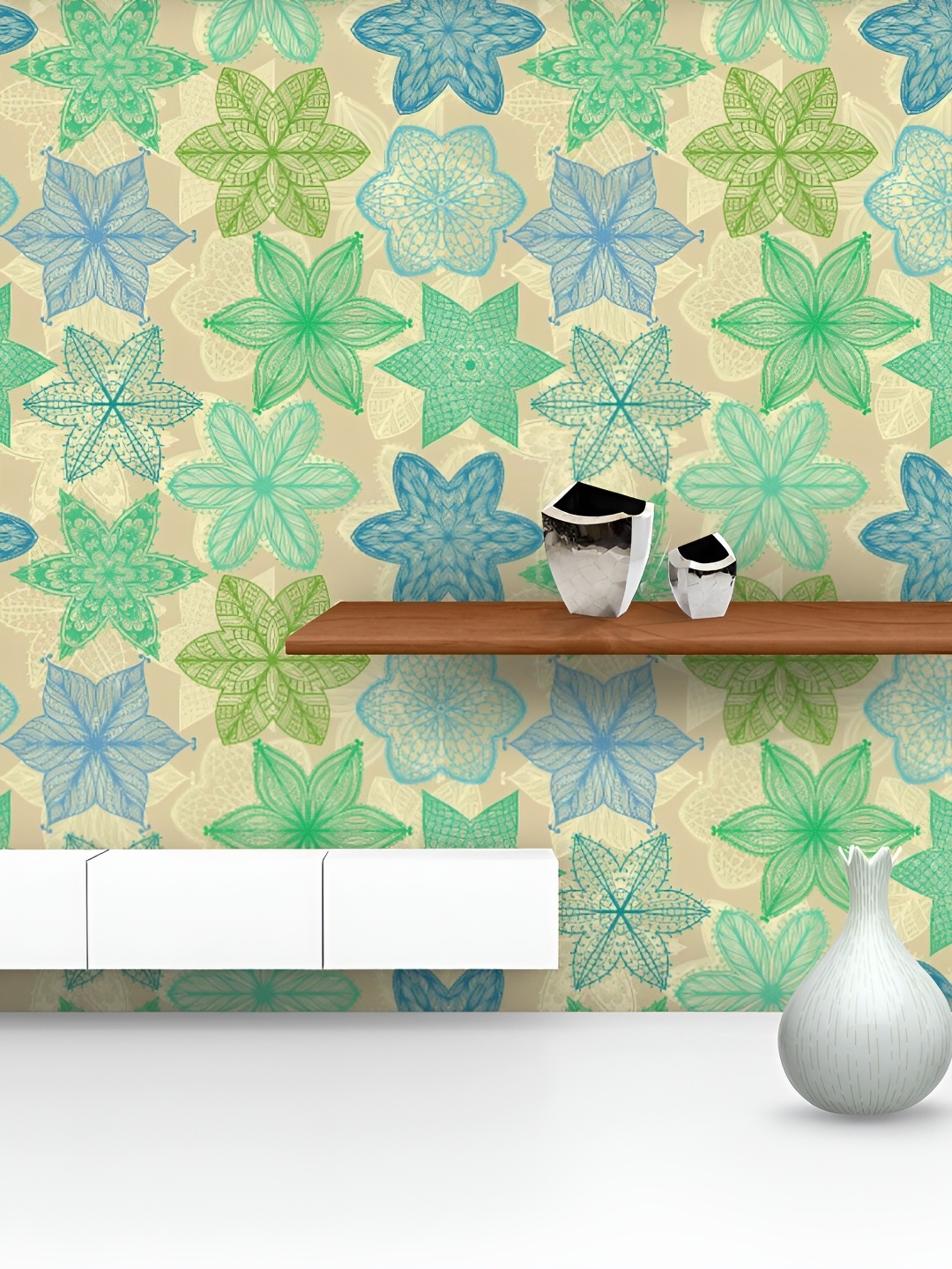 

ArtzFolio Beige & Green Floral Printed Self Adhesive Wallpaper