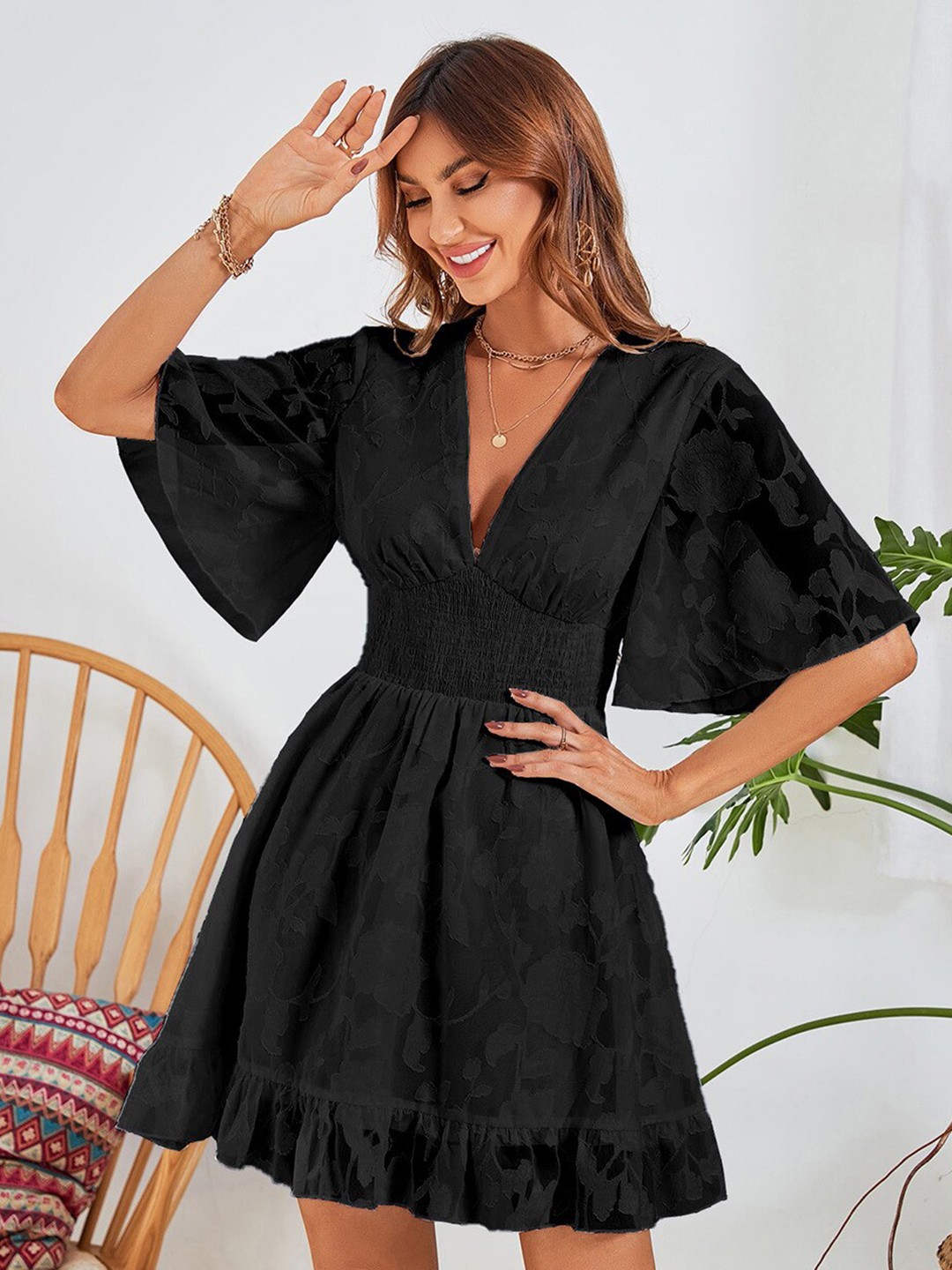 

StyleCast Women Solid Above Knee Fit & Flare Dress, Black