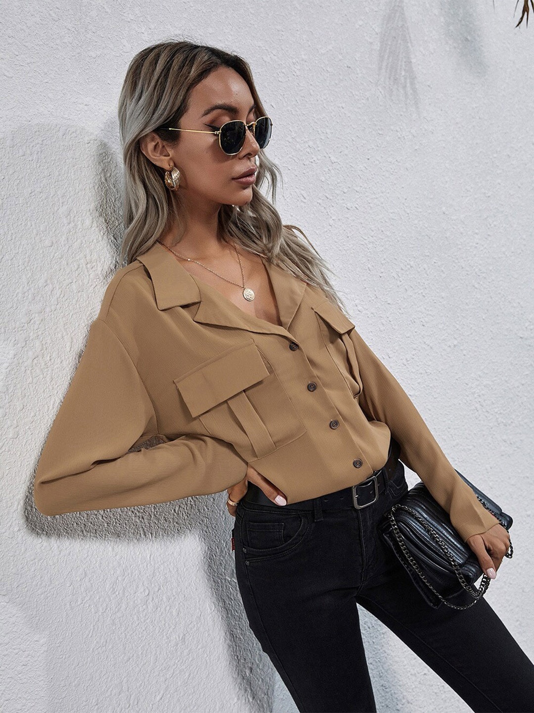 

StyleCast Women Opaque Casual Shirt, Khaki