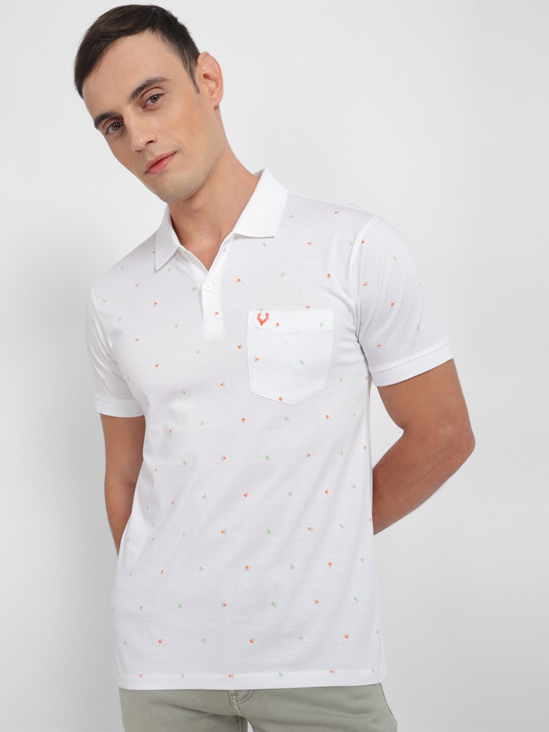 

Allen Solly Men Printed Polo Collar Pockets T-shirt, White