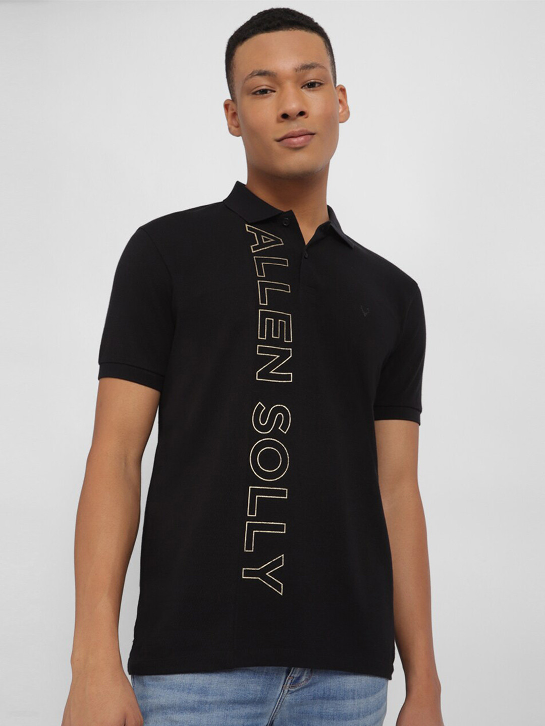 

Allen Solly Men Typography Printed High Neck T-shirt, Black